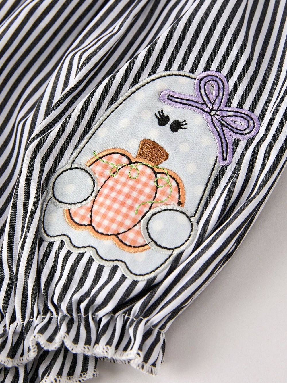 Rylee Faith Designs Smocked Halloween Striped Bubble Romper 3 12 18 months - Picture 4 of 5